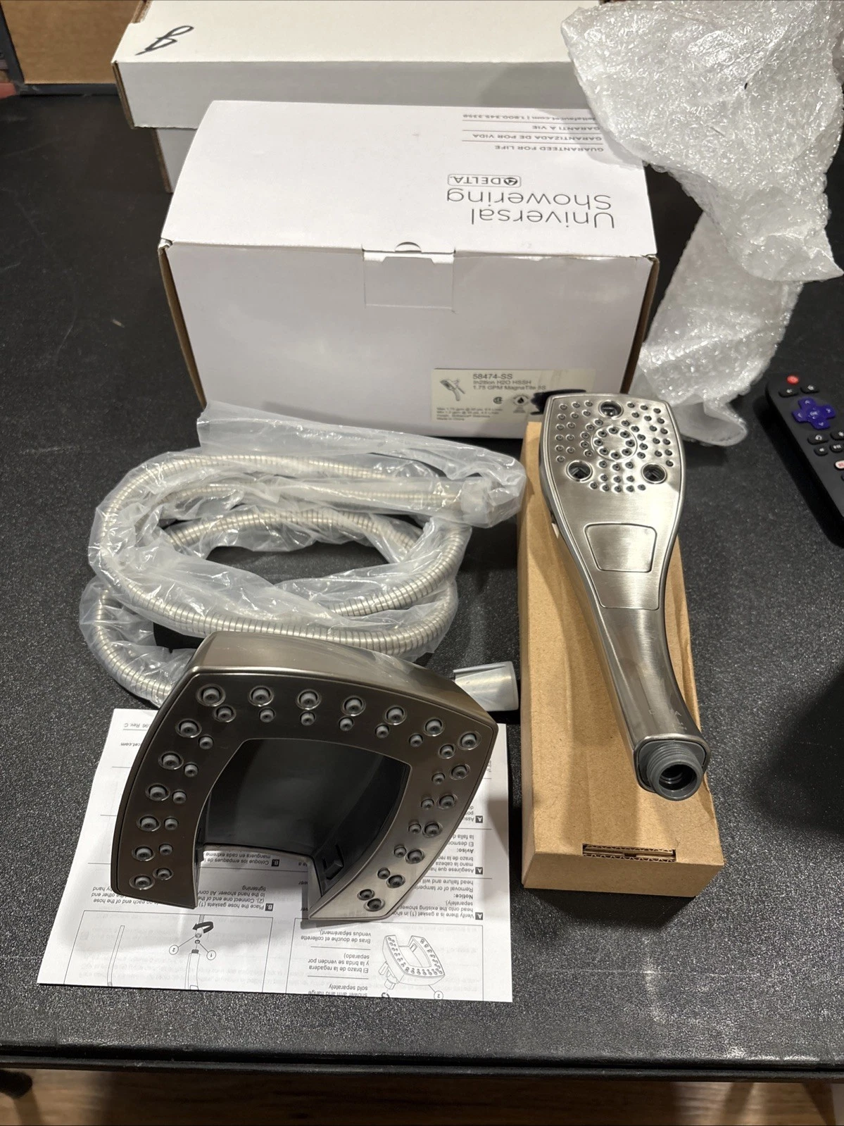 Delta In2ition 5-Spray 1.75 GPM 5.75 in. Dual Shower Head Stainless #58474-SS