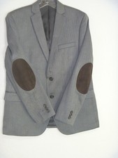 Boys Lauren Ralph Lauren Grey Suit Jacket Size 16H Herringbone Elbow Patches