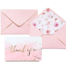 Rose Gold Thank You Cards Set of 36 Elegant Cards and Envelopes for All Occas...