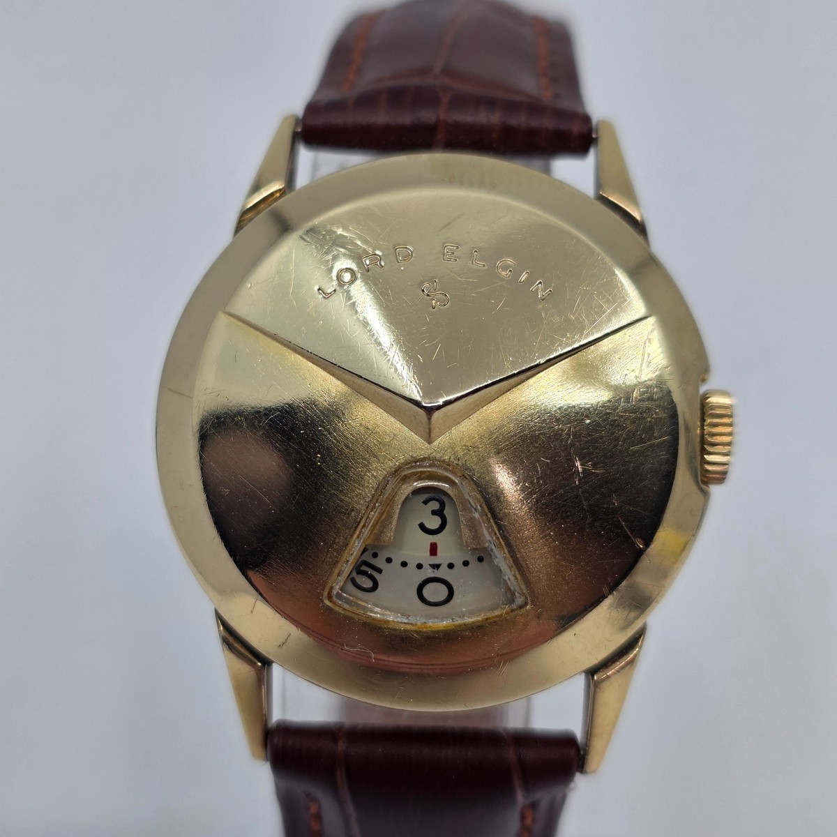 Lord Elgin Chevron Jump Hour Direct Read Vintage 1950