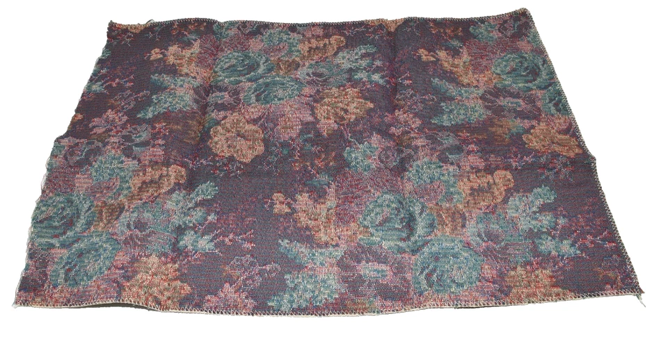 Vintage Green Pin Striped with Red Roses Thick Upholstery Fabric Remnant 17x24 - Image 4 of 4