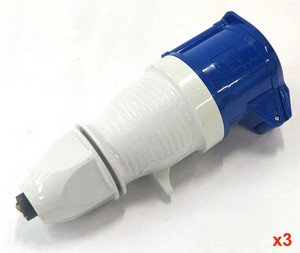 Lot of 3 Walther 2 Pole 3 Wire Watertight Female Connector Plug 330 306 32A-6H