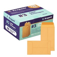 Xxcxpark 200PCS 3 Coin Envelopes 2.5x4.25 200 PCS 2.5" x 4.25" , Brown