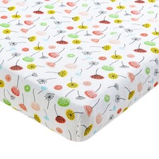 Organic Muslin Cotton Baby Crib Sheet, Dandelion Print, Fitted, Breathable, T...