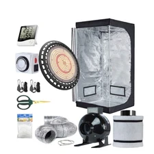 Grow Tent Complete Kit 200W LED Grow Light 32"x32"x63"Dark Room+4" Filter System