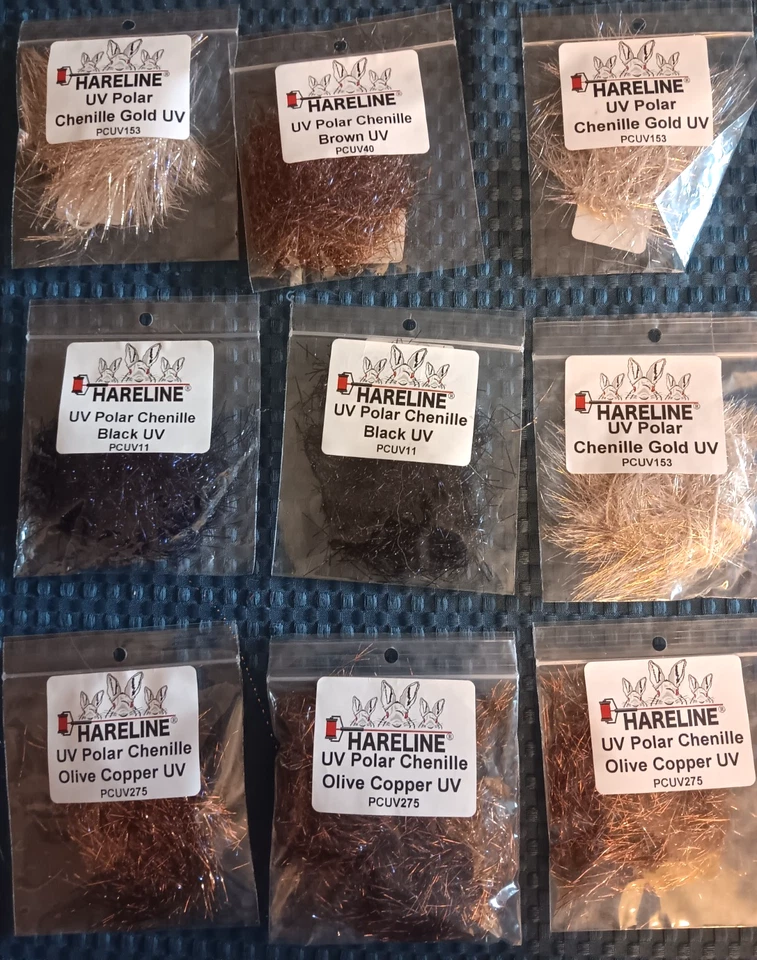 Nuevos paquetes de chenilla polar Hareline-cristal flash-colores surtidos-estera para atar moscas.  Foto 2 de 3