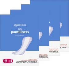 Amazon Basics Daily Pantiliner, Extra Long Length, Pads for Women, Unscented,