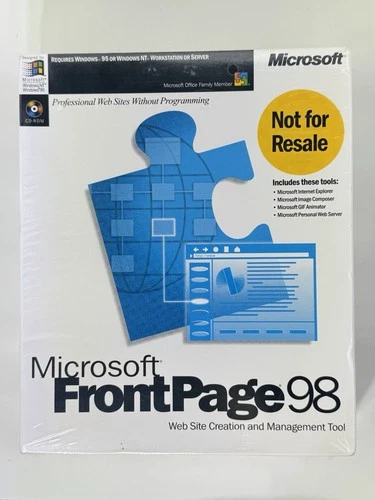 Microsoft FrontPage 98 Factory Sealed Windows Computer Software NEW Vintage
