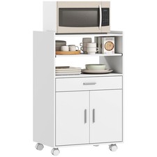 HOMCOM Mobile Microonde con Cassetto, Armadietto e 2 Ripiani Bianco