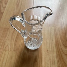 Cut Glass Crystal Jug 8” Tall Stars and Swirls 
