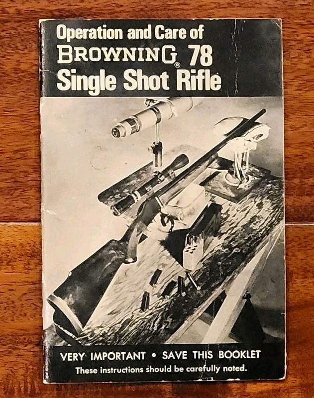 Vintage  Browning Model 78  Single Shot Rifle  Original Manual and Instructions