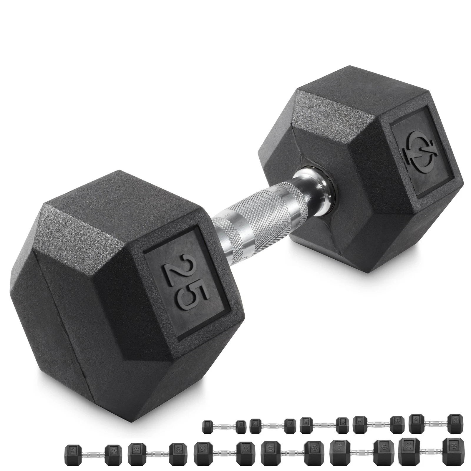 Rubber Coated Hex Dumbbell Hand Weights, 25 lb to 50 Pound
Opens in a new window or tab