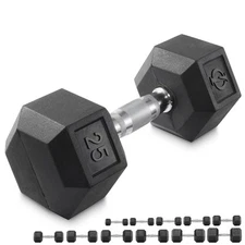 Rubber Coated Hex Dumbbell Hand Weights, 25 lb to 50 Pound