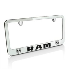 Elite Automotive Products -Dodge RAM Dual Logos Chrome Metal License Plate Fr...
