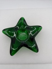Thick Green Glass Star Shaped Tea Light Votive Candle Holder
