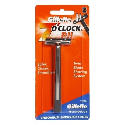 Gillette 7 O'Clock Trac II Razor Handle Classic Mens Twin Blade Shave Cartridge