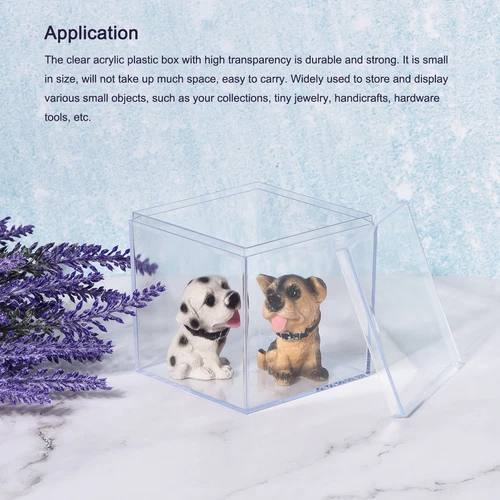 2 x Clear Acrylic Plastic Storage Box Square Cube Display w Lid 9.5x9.5x9.5cm - Picture 5 of 6