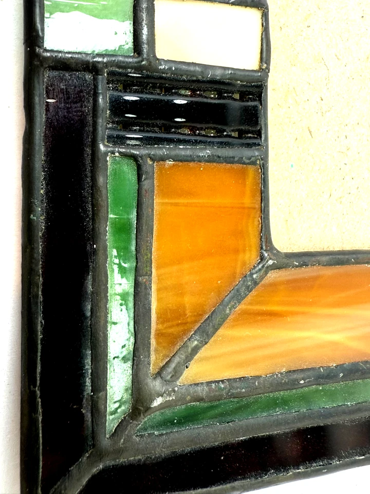 Marco de fotos de vitral vintage vidrio de escoria 8x6 soldadura artesanías Foto 3 de 4