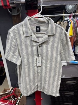 Element Hutchins Grey & White Textured Stripe Short Sleeve Shirt