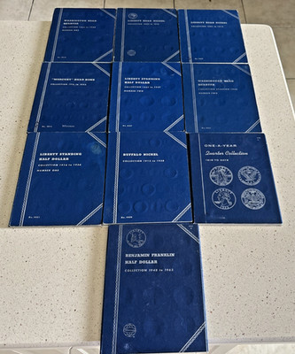 Coin Collection Booklet Nickel, Half Dollar, Head Quarter, & Head Dime Lot Of 10
