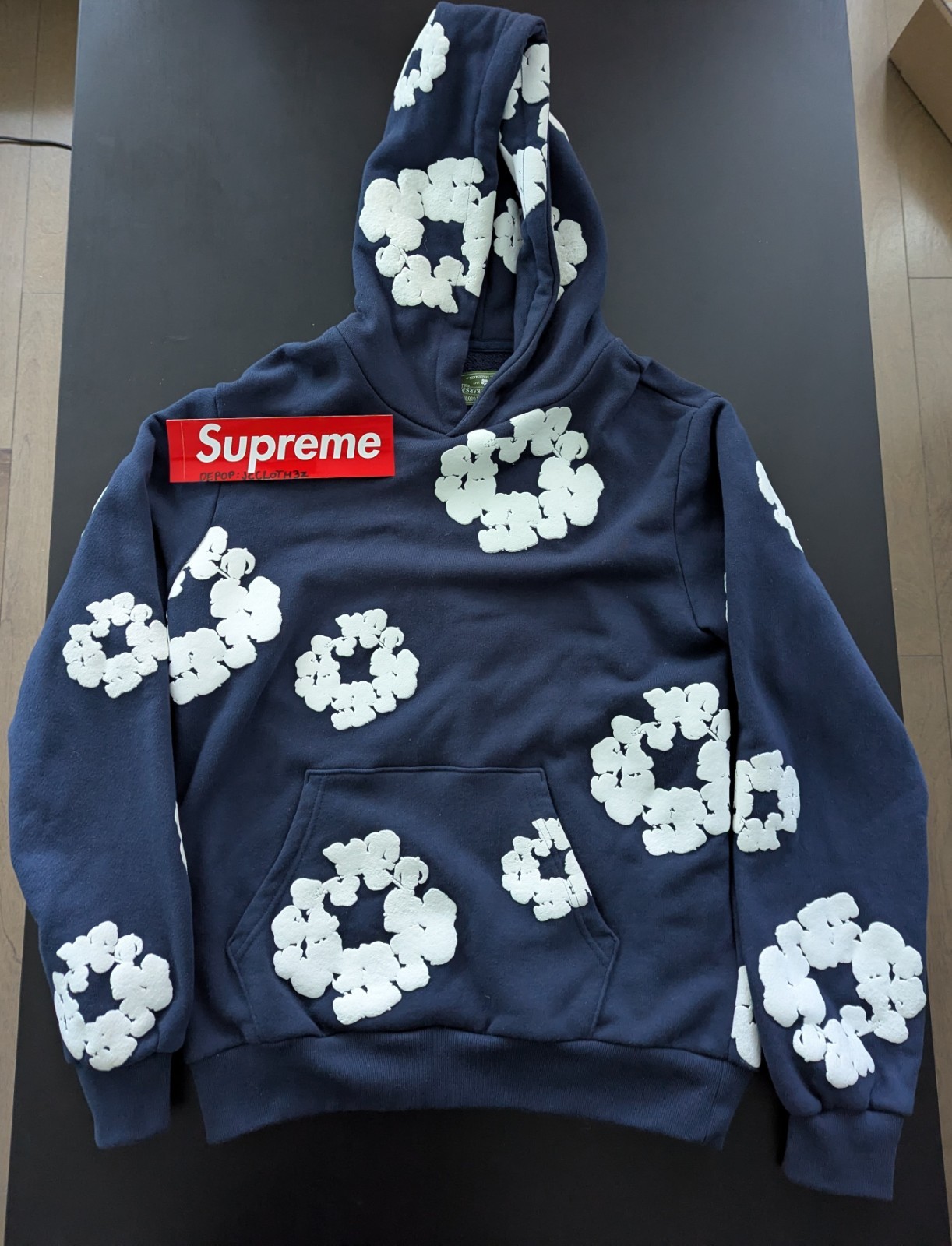 Denim Tears Navy Blue Hoodie Size M