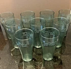 Lot of 9 Vintage Coca-Cola Plastic Tumblers Green Coke Glasses 6.5” Tall