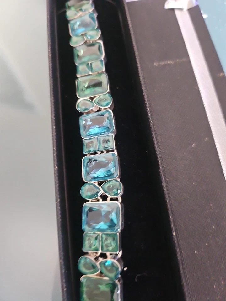 Pulsera Tenis Topacio Místico Silvertone 7-8" Nueva Sin Etiquetas Foto 3 de 4