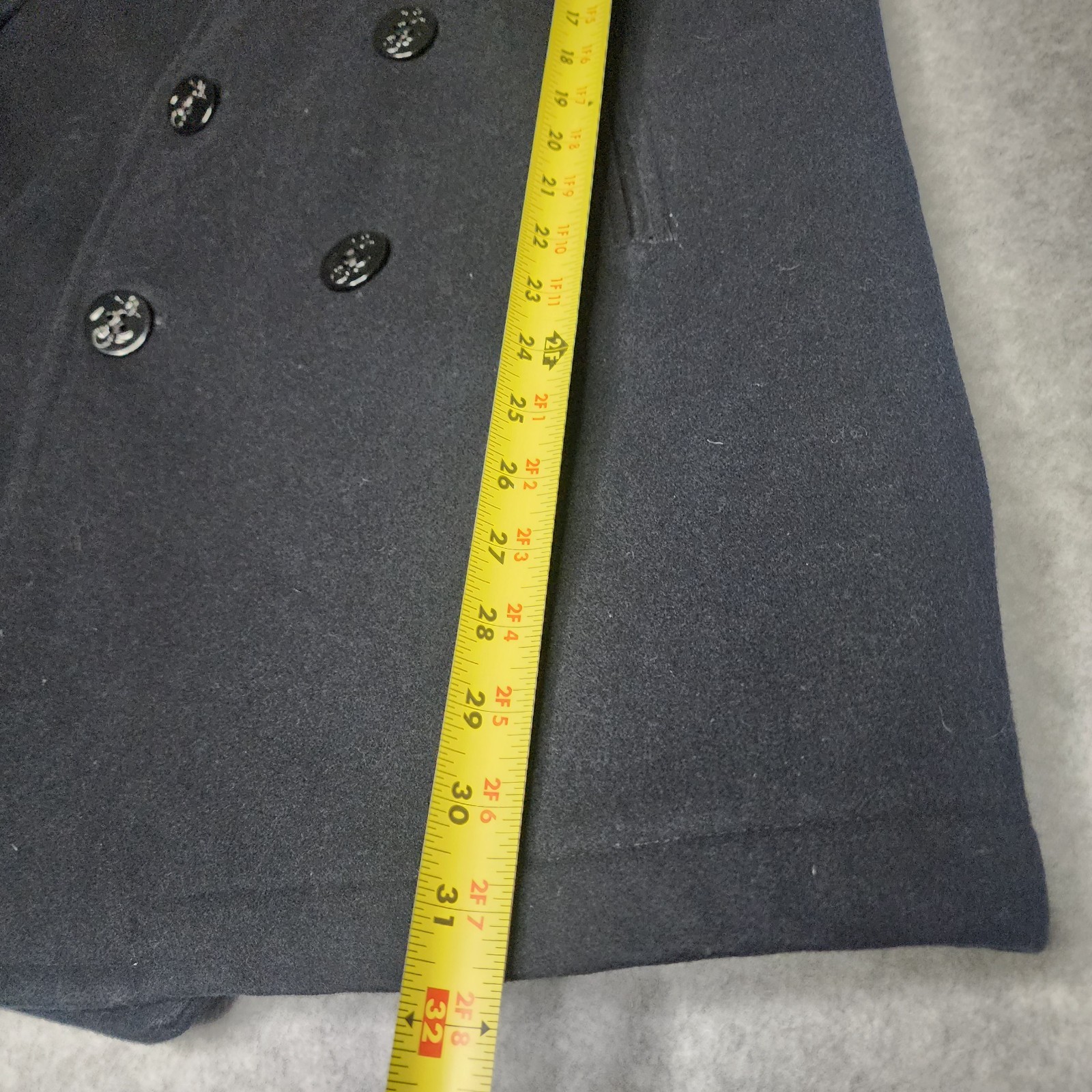 Sterlingwear USA Military Wool Peacoat 42R Black Anchor Buttons Vintage