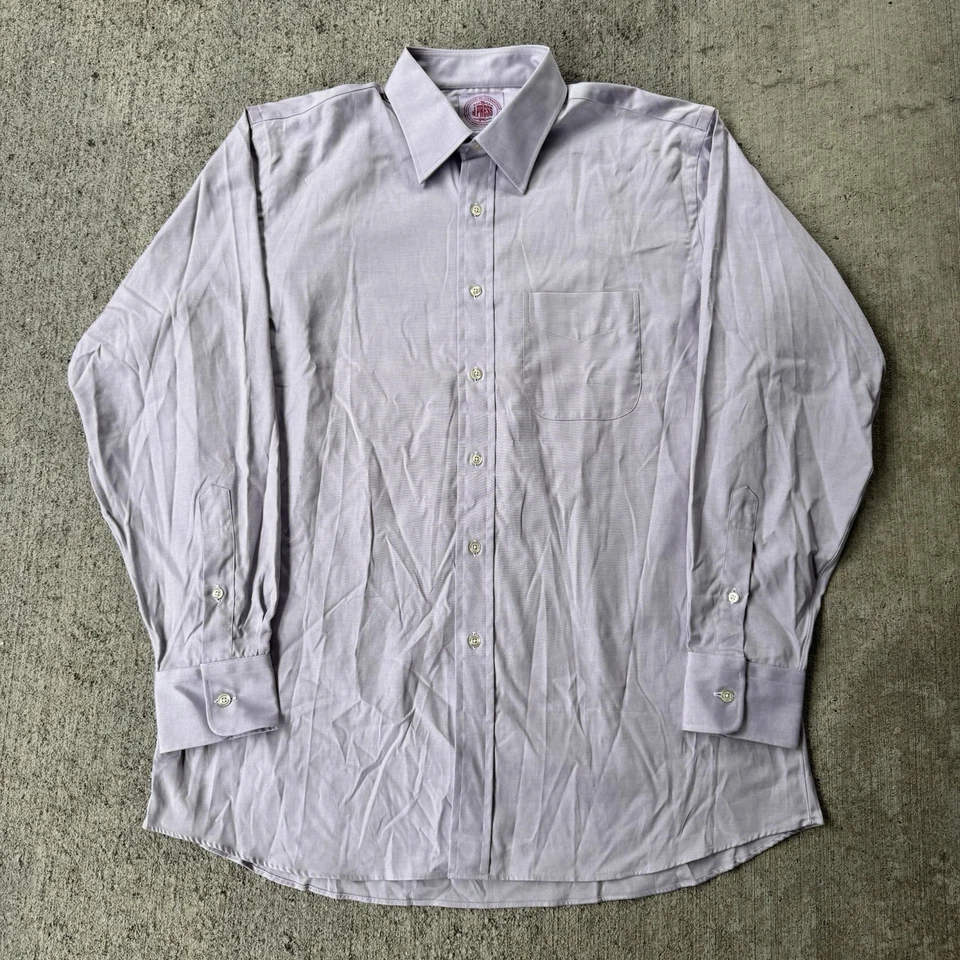 J Press Button Up Dress Shirt Made in USA Purple Pocket Cotton Size 16 34 - Image 2 of 4