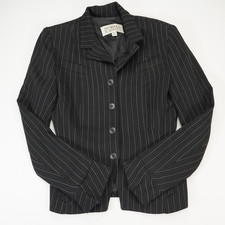 Vintage Norma Kamali Womens Sz 4 Wool Black Pinstripe Business Blazer Jacket