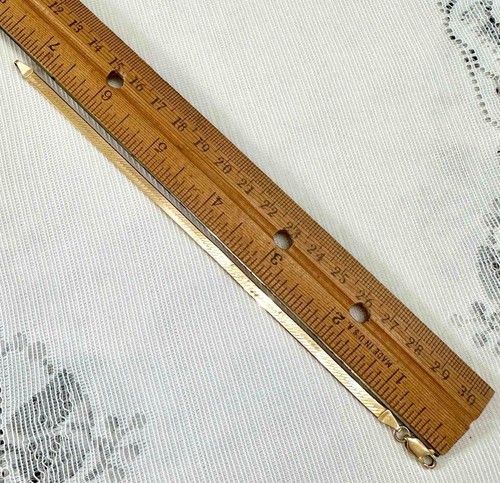 14k Signed aCa (Creazioni) Italy Herringbone Bracelet 7" Long 4.25 Gram (Kink) - Picture 8 of 8
