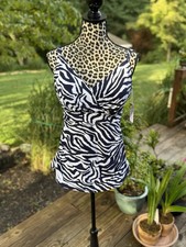 Anne Cole Women's Surplice V-Neck Shirred Tankini Top - Navy White