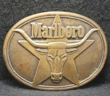XA13167 FANTASTIC VINTAGE 1987 MARLBORO CIGARETTES MENS BRASS BELT BUCKLE
