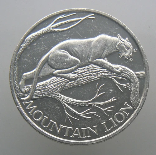 2 oz .999 Fine Silver Round - Mountain Lion North American Wildlife Series