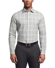 Calvin Klein Men's Steel Regular Fit Stretch Dress Shirt, Olive Multi 16.5 34/35