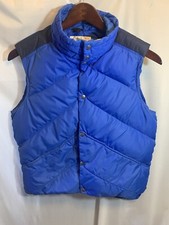 Mens M Woolrich VTG Goose Down Puffer Vest Blue Made USA 42823 21406 Snap Down