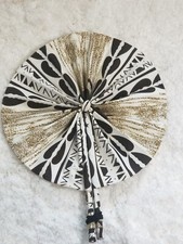 African woven wax hand fan