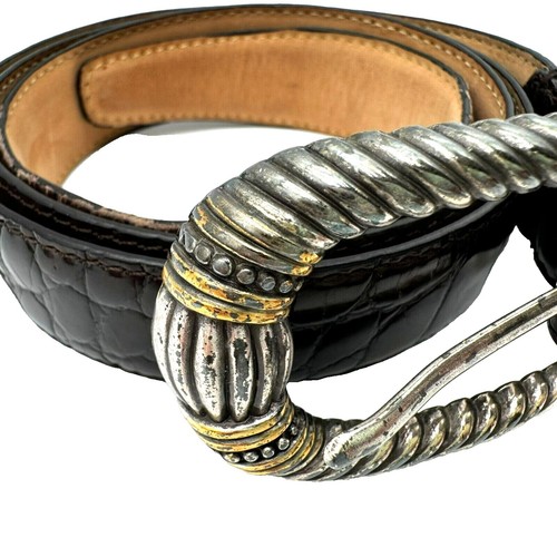 Fossil Women’s Belt Size L  Multi Studded Plaque Brown Leather Boho Medallion Fossil Women main image 2
