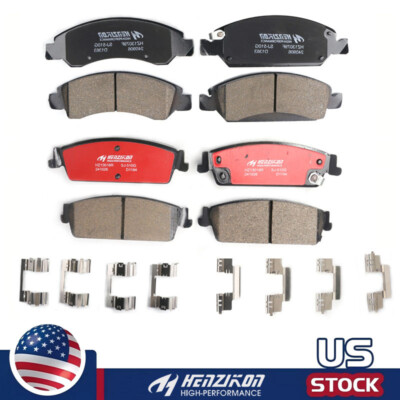 For Avalanche Silverado Suburban GMC Sierra 1500 Front & Rear Ceramic Brake Pads