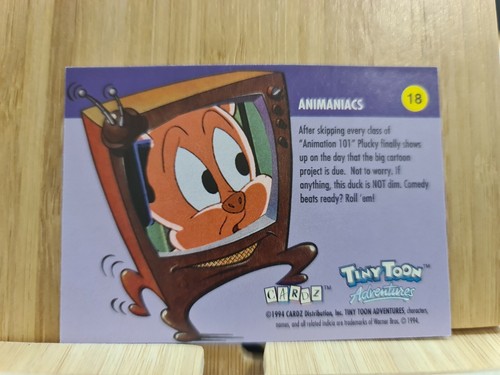 TINY TOON ADVENTURES 🏆1994 Cardz #18 ANIMANIACS Trading Card🏆FREE POST - Picture 2 of 2
