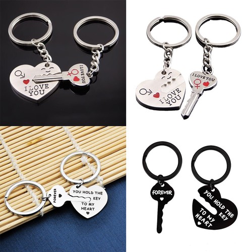 2Pcs Key Heart Metal With Match Keychain Gift Key Chain Bag Key Ring Pendant - Picture 3 of 13