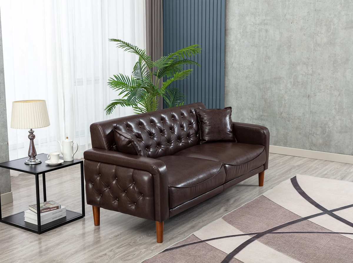 2049 Brown PU Leather Sofa Bed 047BN eBay