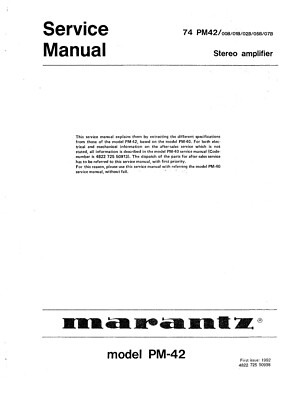 Service Manual Guide For Marantz PM-42