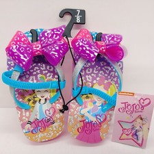 Wonder Nation JoJo Siwa Thong Sandals Pink Purple Bows Child Size 7/8 Girls