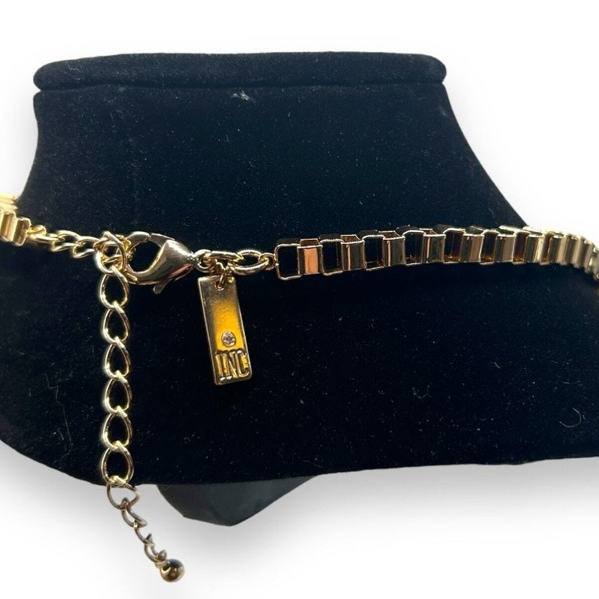 NEW Red Statement Necklace Rectangular Crystal Go… - image 8