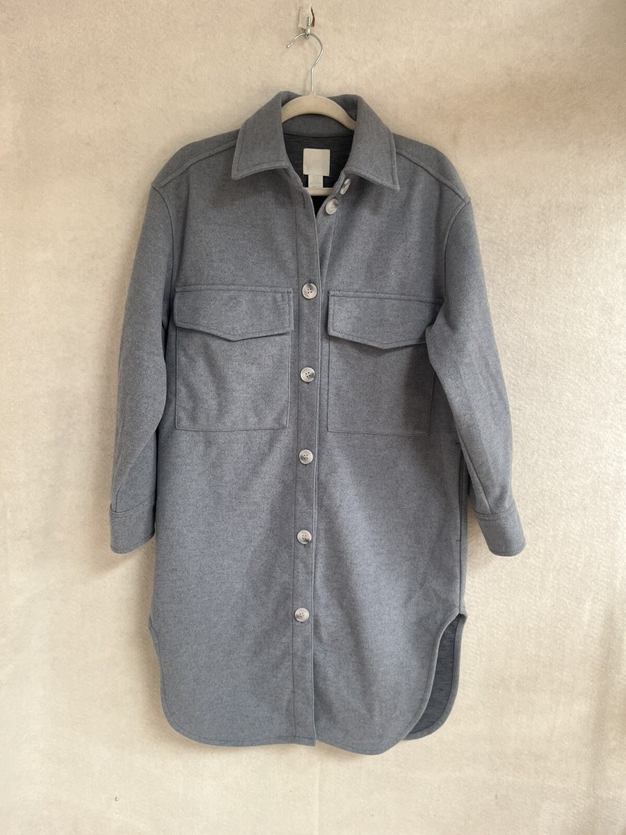 Grey Shirt Jacket Womens H&m Oversized Shacket Light Grey Marl