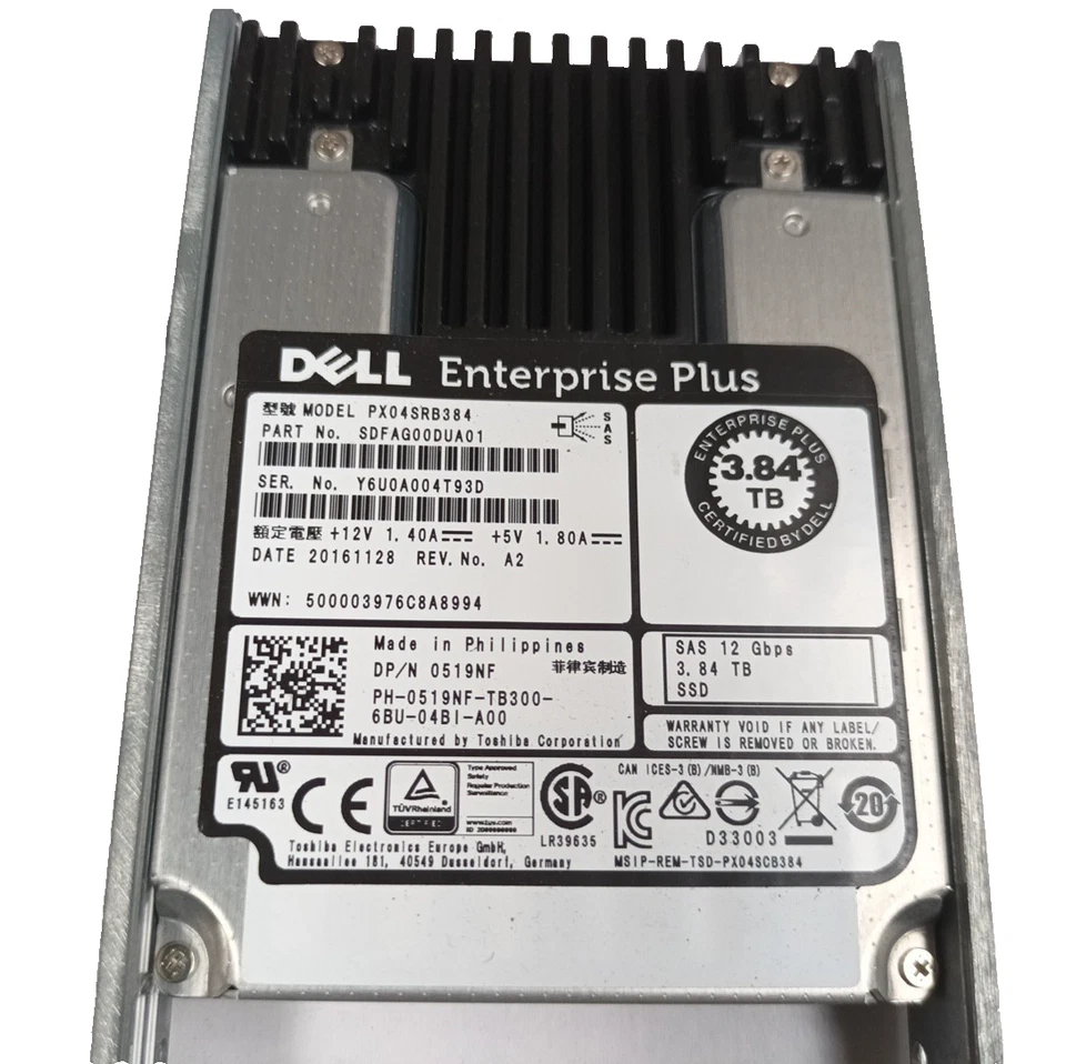 Dell Compellent 3.84TB 2.5" SAS 12G Read Intensive SSD 519NF PX04SRB384 + caddy - Image 2 of 3