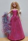 Barbie 11 1/2" Doll Clothing  Pink Metallic Evening Gown and multicolored Boa — photo 2