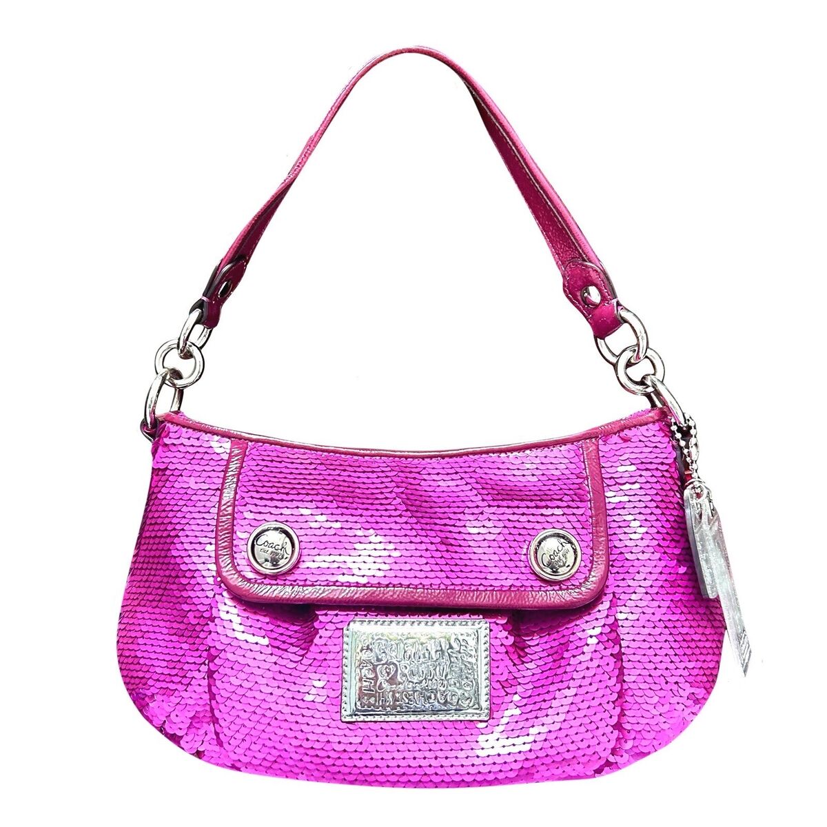 COACH GROOVY 16482 Barbie Sequin Pink Shoulder Poppy Purse COACH GROOVY 16482 Barbie Sequin Pink Shoulder Poppy Purse