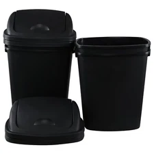 Idotry 4-Packs 10 Gallon Garbage Can w/ Swing Lid Plastic Tall Garbage Can Black